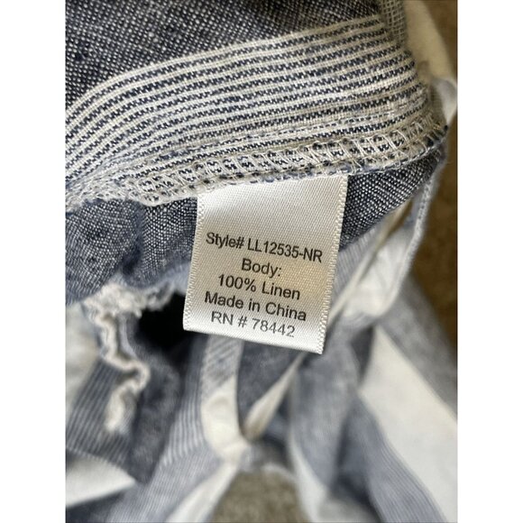 Allen Allen Women's XL Linen Pants Striped Wide Leg Beachy Coastal Boho - Picture 3 of 13